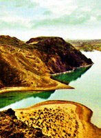 Kapshagai Reservoir. Kazakhstan nature